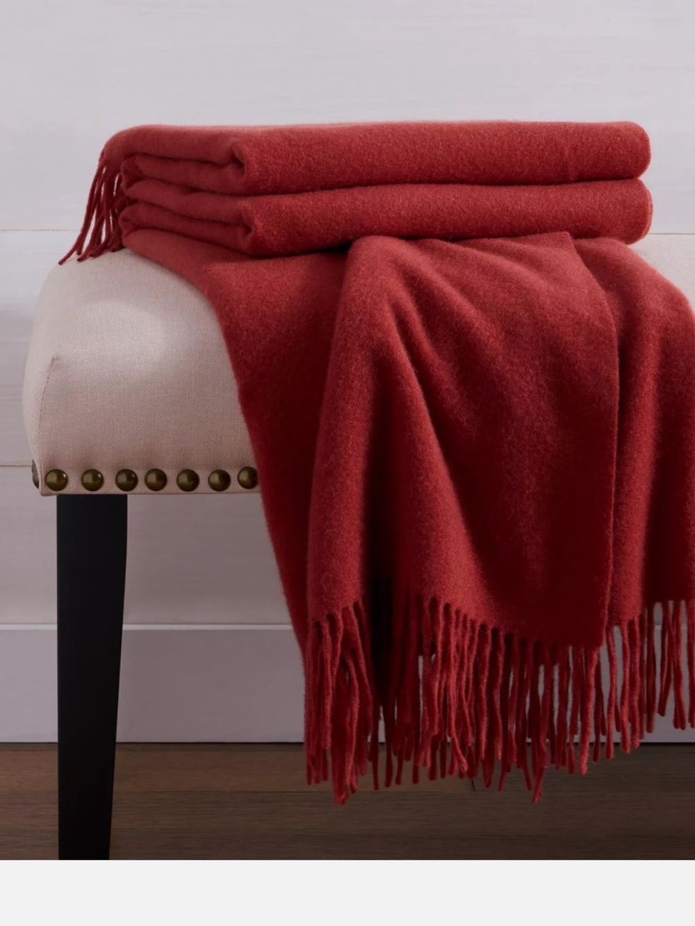 New Charter Club 100% Cashmere Throw Blanket – Deep Coral Red